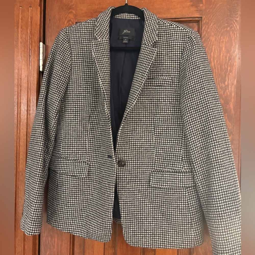 Chic J Crew Houndstooth Blazer - Black and White